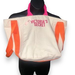 NWT Victorias Secret Womens Tote Bag Ivory Beach Dual Handle